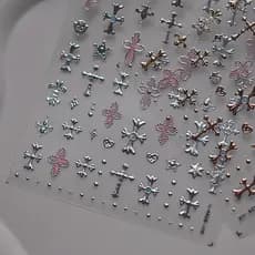 Vintage Metal Bronzeamento Rosa Cruz Adesivos De Arte Do Prego Ins Doce Legal Gótico Tempero Menina Estilo Querida Y2K U
