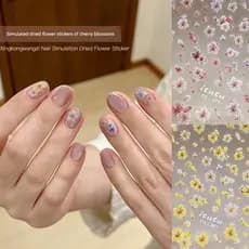 decoração de unha decoração de unha adesivo Adesivos de flores secas de manicure Simulação de decalques 3D pequenos flor