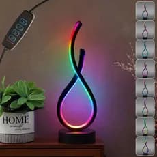 Lâmpada de Mesa Espiral Única VIHOSE RGB Moderna, Lâmpada LED Espiral para Mesa de Cabeceira, Controle Remoto, Regulável