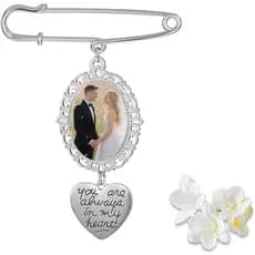 Charme para Buquê de Casamento SynHHergyx, Charme para Buquê de Noiva com Pingente de Coração, Moldura de Vidro Oval Úni