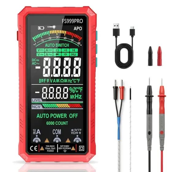 Digital Multimeter, Auto-Ranging Smart Electrical Tester, 6000 Counts TRMS, USB-C Rechargeable, Easy-to-Read Color Displ