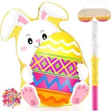Piñata de Ovo de Páscoa de Coelhinho com Venda, Morcego e Enchimento, Lembrancinhas Divertidas e Fofas de Coelhinho para