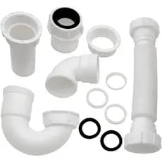 Kit de Encanamento P-Trap Branco de 1 1/4" e 1-1/2" com Adaptador Rosqueado, Curva em J para Pia de Banheiro e Pia de Co