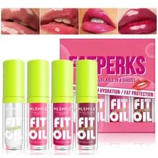 Gloss Labial Oleoso em 4 Cores, Óleo Labial Hidratante com Brilho, Aplicador de Cabeça Grande, Gloss Labial Hidratante,