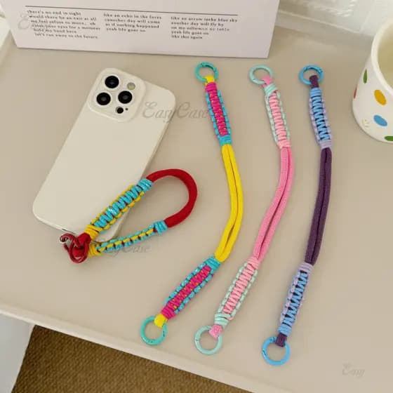 Corda para Celular Tecida à Mão com Cores Vibrantes, Antiperda, Criativa e Portátil 33222