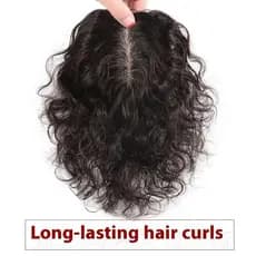 Cabelo Cacheado 7 * 10cm 100% Cabelo Humano Preto e Castanho Mocha Topper de Substituição Peruca Branca Respi 8710 2026