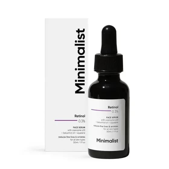 Sérum Minimalista com 0,3% de Retinol e Óleo de Centella Asiática para Antienvelhecimento |   Sérum noturno contendo esq