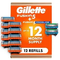 Refis de Lâminas para Barbeador Masculino Gillette Fusion5 e ProGlide, Cartuchos de 5 Lâminas, Pacote Variado, 12 Unidad