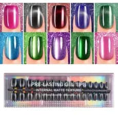 PlauvaEyePressonNailShortSquare, 300 peças de unhas postiças de borracha macia, adesivos de unhas com lantejoulas brilha