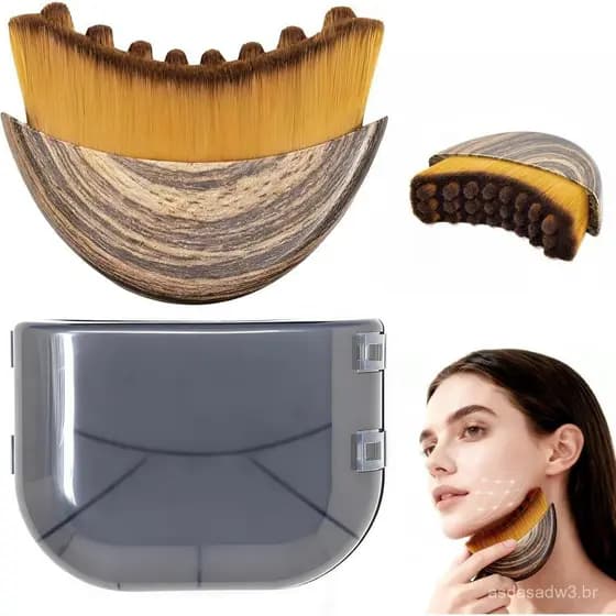 Escova Facial para Contorno Linfático, Massageador Manual de Drenagem Linfática, Pincéis de Maquiagem com Cerdas Macias