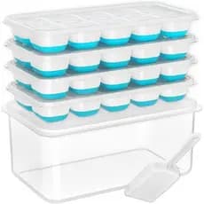 Forma de Gelo DOQAUS com Tampa e Recipiente - Kit com 4 Formas de Gelo para Freezer, Conjunto de Baldes de Gelo Empilháv