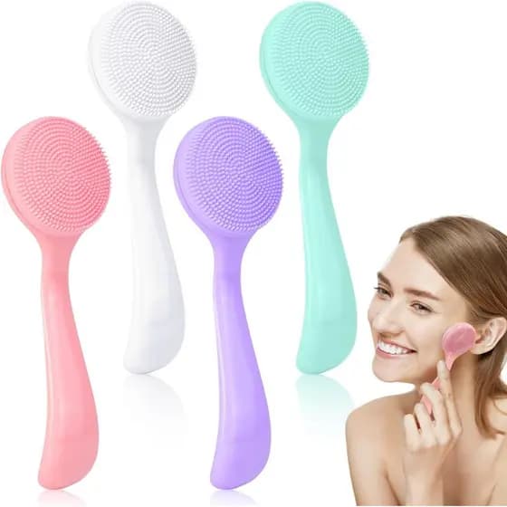 Conjunto de 4 Escovas de Limpeza Facial de Silicone, Escova Manual para Limpeza Facial, Escova para Limpeza de Poros, Es
