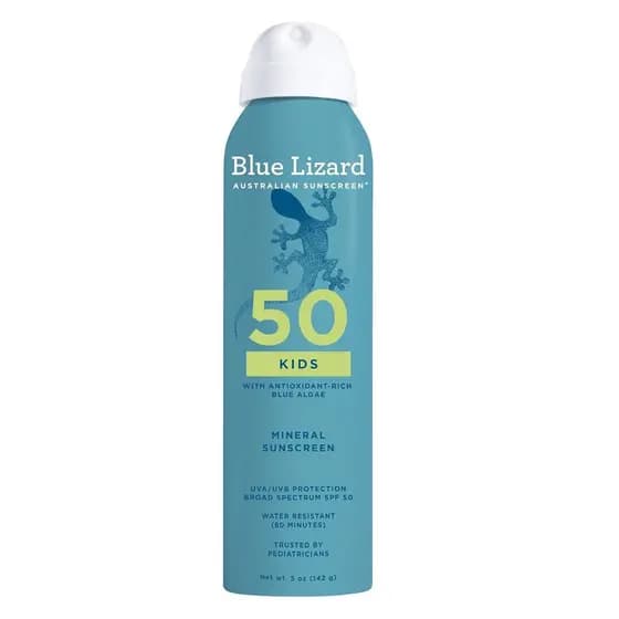 Protetor Solar Mineral em Spray Blue Lizard Kids SPF 50+, Marca, Proteção de Amplo Espectro UVA/UVB, Resistente à Água,