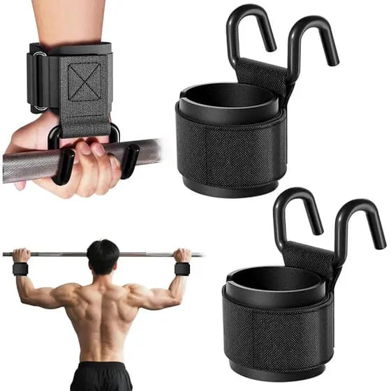 Ganchos para Levantamento de Peso (Par), Ganchos de Pulso para Musculação, Ganchos Ajustáveis para Homens e Mulheres par