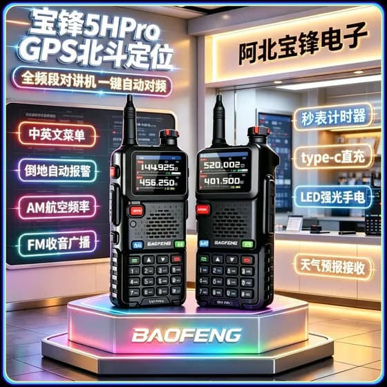 [Em estoque] Walkie-talkie Baofeng UV-5RHPro para entusiastas de rádio com GPS e posicionamento Beidou, emparelhamento d