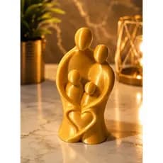 Escultura Família Decorativa com Coração Enfeite para Sala Mesa Estante Presente Casal Pais Decoração Moderna 4 Pessoas