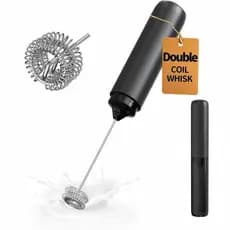 CIRCLEJOY Espumador de Leite Recarregável Portátil, Batedor Elétrico de Café com Cabeça de Bobina Dupla, Misturador de B