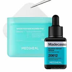 Mediheal Madecassoside Pad & Serum Care Duo Set para Cuidado de Manchas e Imperfeições – Discos Tonificantes de Madecass