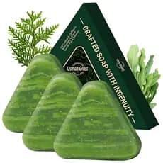 3 Peças de Sabonete Natural em Forma de Triângulo, Sabonete Natural em Sete Cores Verdes, Uan DUDL