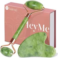 BEIIcyMe Ferramenta Facial Gua Sha e Rolo de Jade, Conjunto de Rolo Facial e Gua Sha, Usado para Reduzir Inchaço e Verme