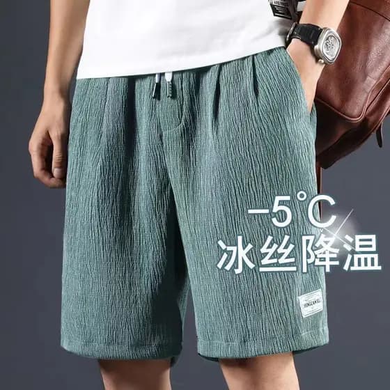 Shorts de seda gelo transfronteiriço masculino shorts casuais na moda exterior solto de cinco pontos verão shorts casuai