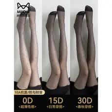 Catman preto bolinhas meias femininas primavera outono estilo fino Anti-gancho mercerizado perna ferramenta útil 0d alta