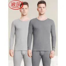 Langsha roupas masculinas de algodão puro outono calças compridas terno de meia-idade idosos camisola linha calças suéte