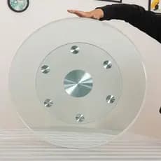 Mesa de jantar de vidro temperado, mesa redonda rotativa doméstica, Base auxiliar redonda, disco espesso Ex