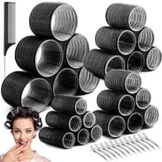 Rolos Modeladores de Cabelo Sem Calor para Mulheres, 24 Peças com 12 Presilhas, 4 Tamanhos (Jumbo, Grande, Médio, Pequen