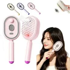 Escova de cabelo recarregável com pulverizador de água, pente elétrico com almofada de ar e pulverizador, escova a vapor