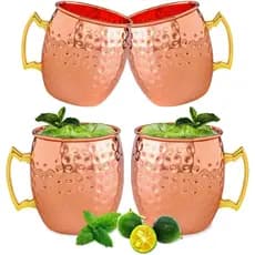 Caneca de Cobre Moscow Mule - 100% cobre puro, feita à mão, com alça de latão dourado, 16 onças, adequada para beber, co