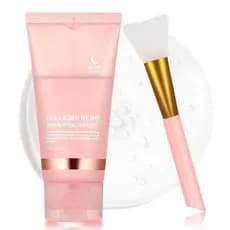 Máscara Noturna de Colágeno Peel-Off com Pincel, Máscara Noturna Hidrata e Aumenta a Elasticidade, Reduz Flacidez e Ruga