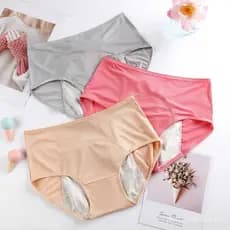 Conjunto de 3 peças/roupa íntima menstrual feminina/roupa íntima fisiológica à prova de vazamentos de algodão 4UHA