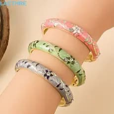 Pulseira De Cristal De Flor LACTHRE , Cloisonne Vintage Colorida Floral Esmaltada , Tradicional
