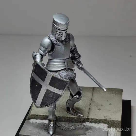 Nova figura de ação multiarticulada, modelo de minifigura de soldado de armadura pesada de cruzado de infantaria medieva