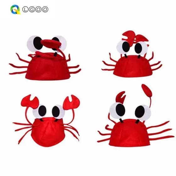 Fantasia De Boné Vermelho Fofo Para Festival De Festa Com Chapéu De Caranguejo LGOO