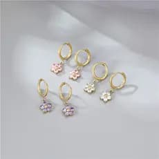 Versão coreana moda novo produto flor orelha fivela doce bonito pouco fresco luz luxo elegante All-Match brincos de alta