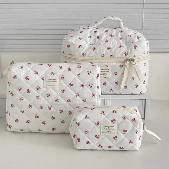 Bolsa cosmética pequena de frutas frescas de grande capacidade ins Sweet Girl Travel Conjunto de bolsa de higiene portát