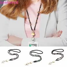 Colar de Contas de Cristal KENTONSD para Crachás de Identificação, Colar Feminino Criativo Ajustável, Natural KTJI