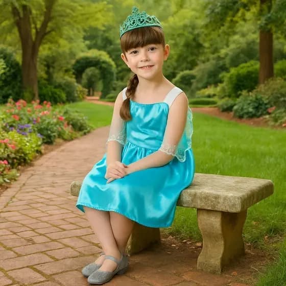 Kit Fantasia Infantil Princesa com Coroa Vestido Brilhante para Festa e Carnaval