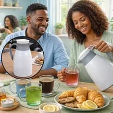 Conjunto Garrafa Térmica 1 Litro Victoria com Quatro Canecas Sortidas Preserva Temperatura