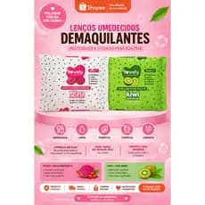 Lenço Umedecido Micelar Lovely (Pitaya + Rosa Mosqueta/ Kiwi + Chá Verde) – 24 Unidades
