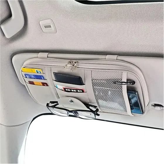Organizador de Visor Solar Da by Car, Bolsa Organizadora de Múltiplos Bolsos para Carros, SUVs e Caminhões com Zíperes D