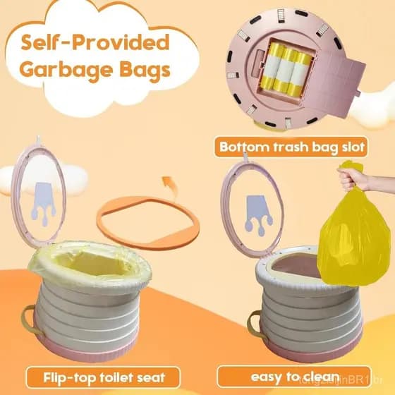 Sanitário Portátil SunnySmile para Crianças, Assento Sanitário Portátil para Viagens de Crianças, Sanitário de Viagem co