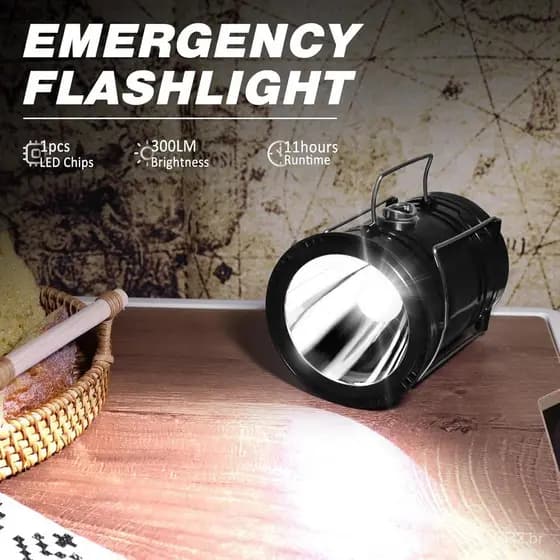 DIBMS Lanterna Solar para Camping, Pacote com 2 Unidades, Lanterna LED Solar Recarregável por USB, Luzes de Emergência S
