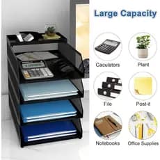 Organizadores de Papel Natwind de 4 Níveis, Organizador de Mesa, Bandeja de Papel Empilhável, Acessórios de Mesa, Organi