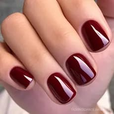 GLAMERMAID Dark Red Extra Short Press on Nails, Burgundy Emo Fake Nails Short Squoval, Neutral Crimson Square Glue on Na