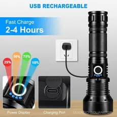 Lanternas KINGCAESAR de Alto Lúmen Recarregáveis, Pacote com 2 Lanternas Super Brilhantes de 90.000 Lúmens, Lanterna LED