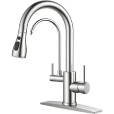 Torneira de Cozinha FORIOUS com Filtro de Água, Torneira de Pia Retrátil 2 em 1 em Aço Inoxidável e Torneira de Água Pur