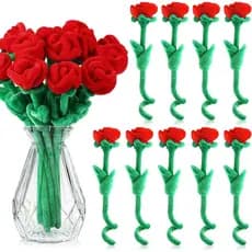 18 Peças de Flores de Rosa de Pelúcia com Hastes Flexíveis, Buquê de Pelúcia Macio de 12,6 Polegadas para Formatura 2026